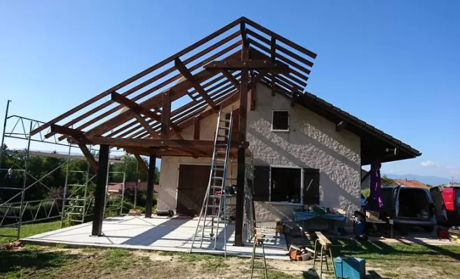 Installation de charpente traditionnelle, Saint-Julien-en-Genevois, Echo Bois