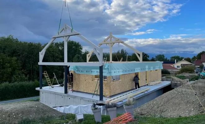 Installation de charpente traditionnelle, Saint-Julien-en-Genevois, Echo Bois