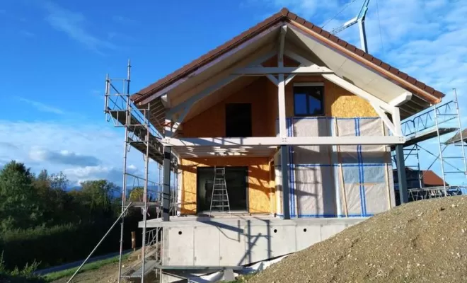 Installation de charpente traditionnelle, Saint-Julien-en-Genevois, Echo Bois