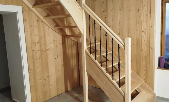 Escalier 1/4 tournant en Frêne